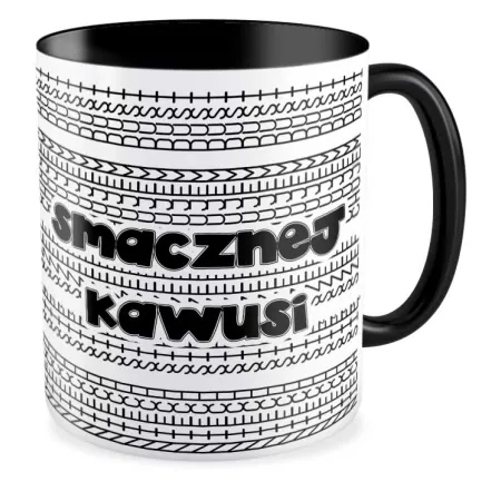 Kubek czarny UKRYTY PRZEKAZ Smacznej kawusi